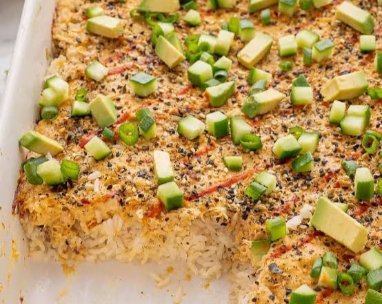 Easy Creamy Sushi Bake Recipe suggested serving