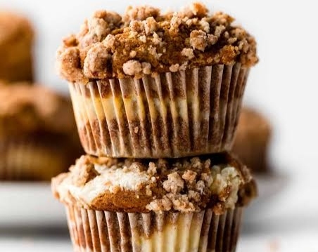 Easy Pumpkin Cream Cheese Muffins For Fall top view