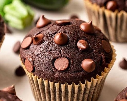 Healthy Chocolate Zucchini Muffins Everyone Loves top view