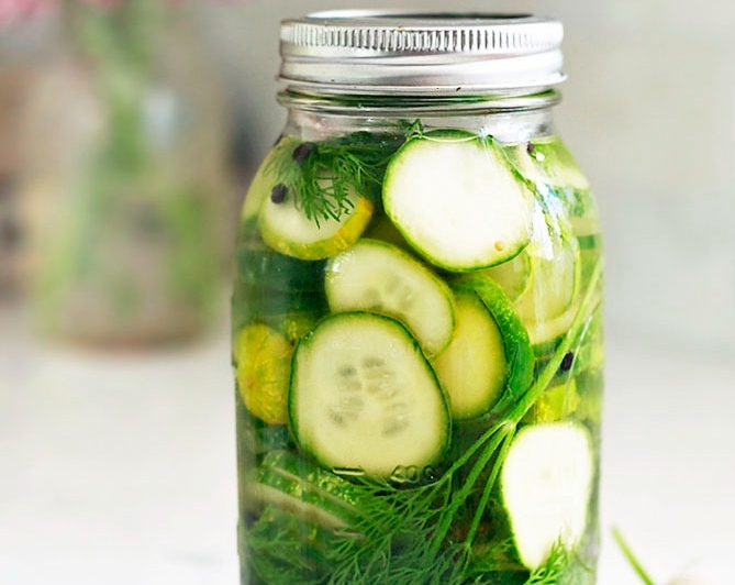 The Best Refrigerator Dill Pickles Ever top view