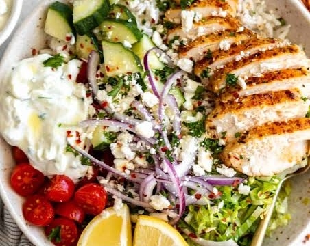 20 Minute Greek Chicken Tzatziki Bowls Meal Prep suggested serving