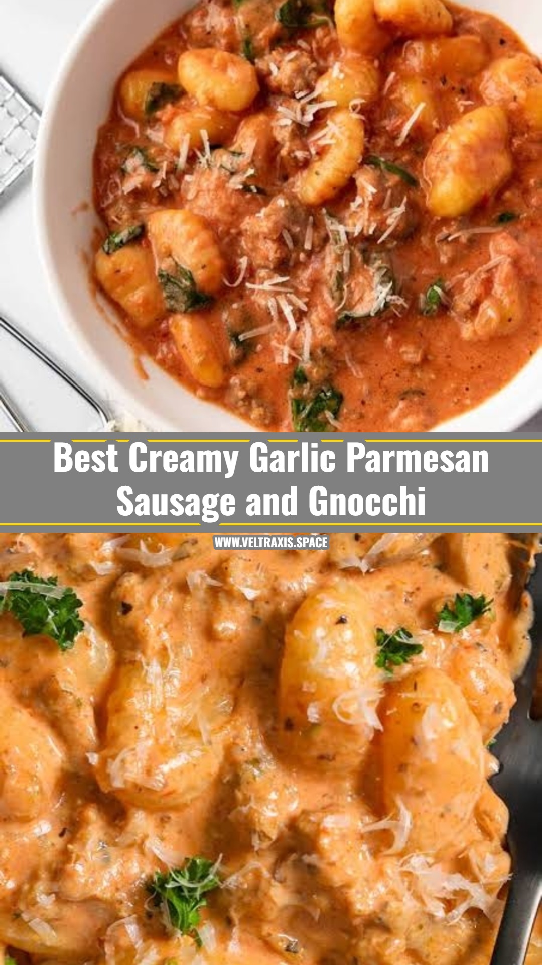 Easy Creamy Garlic Parmesan Sausage and Gnocchi