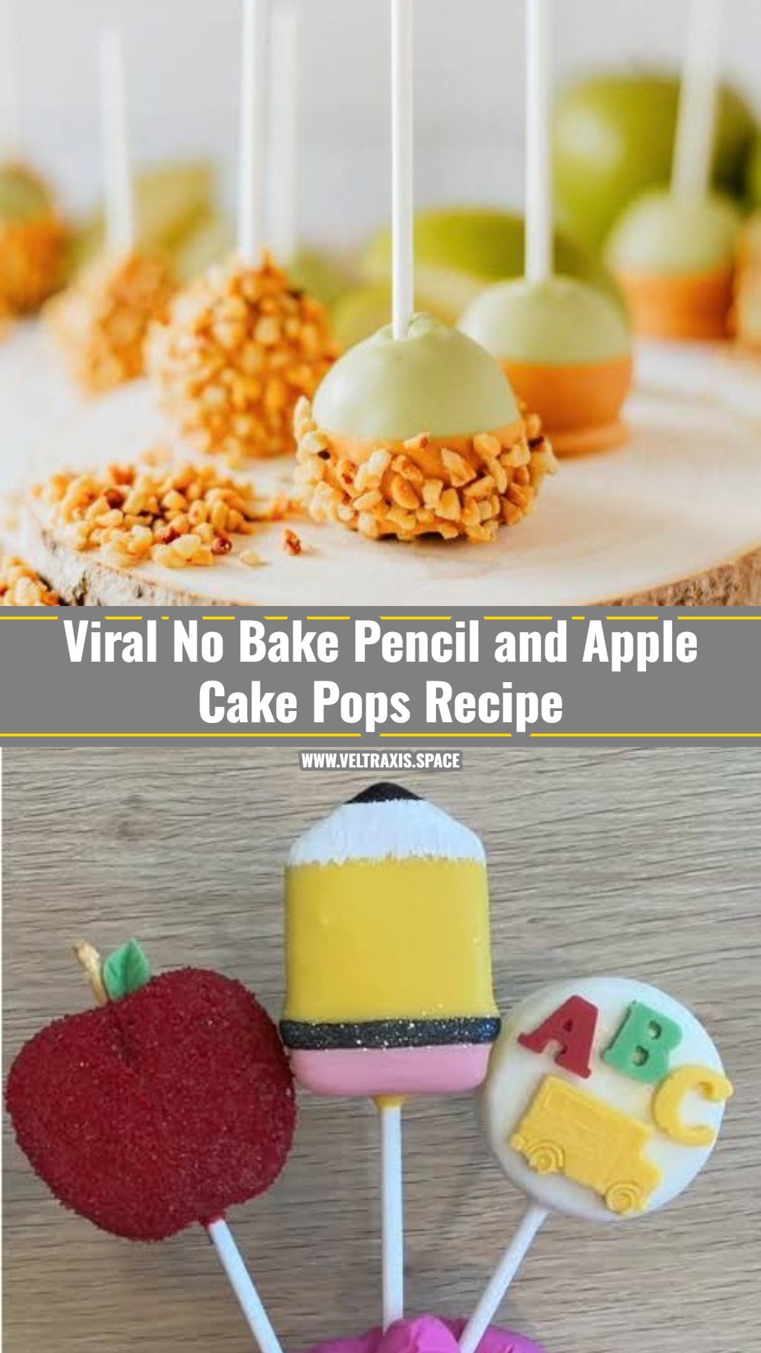 Easy No Bake Pencil and Apple Cake Pops