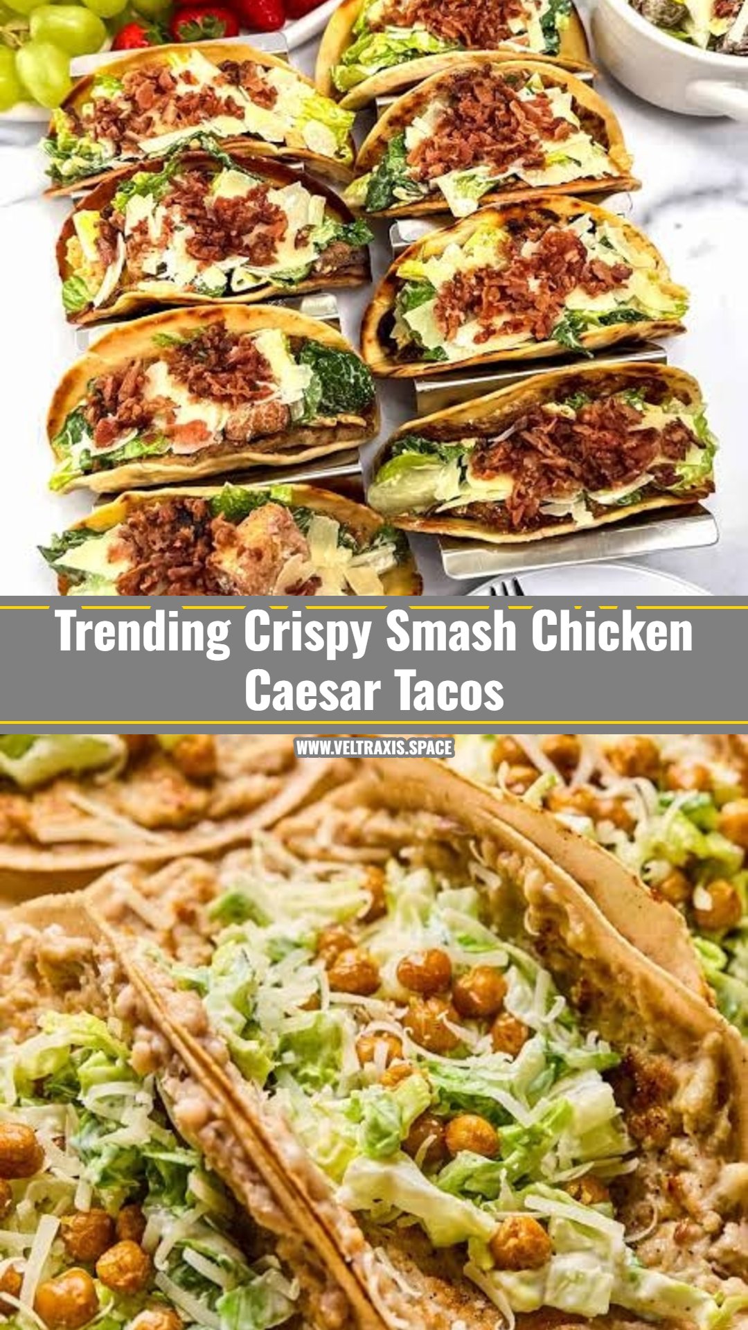 15 Minute Crispy Smash Chicken Caesar Tacos