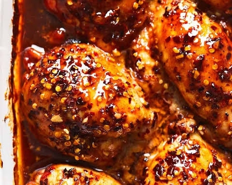 20 Minute Sticky Honey Garlic Butter Chicken Thighs suggested serving