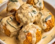 Best Creamy Pumpkin Chicken Meatballs in Sage Cream Sauce suggested serving