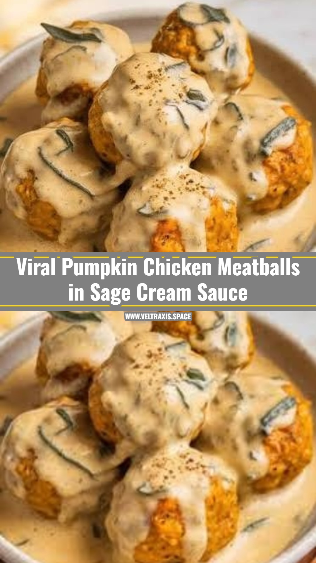 Best Creamy Pumpkin Chicken Meatballs in Sage Cream Sauce