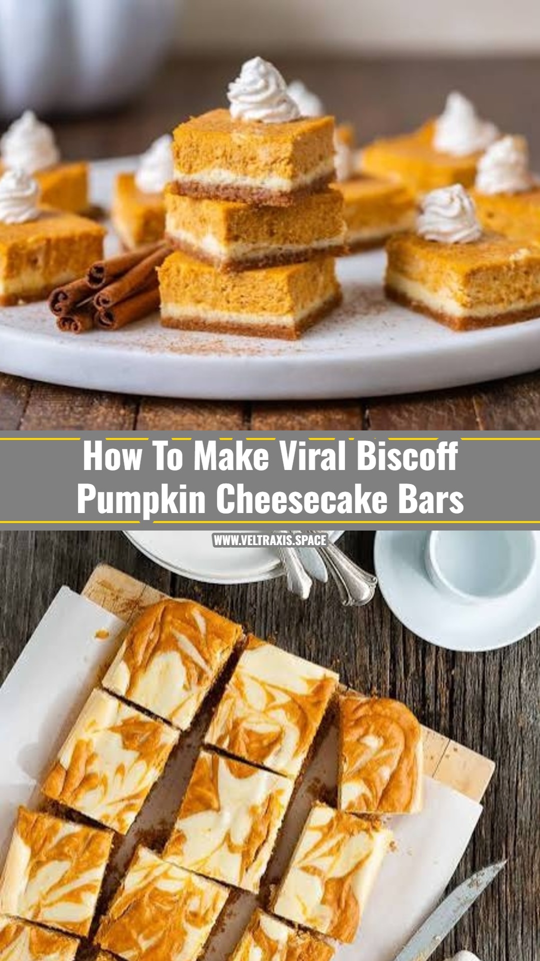 Best Pumpkin Spice Cheesecake Bars with Biscoff Crust
