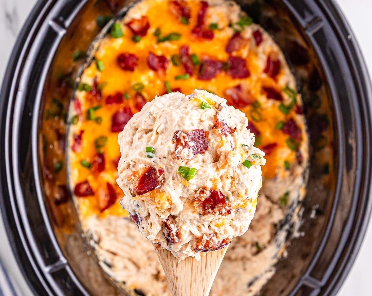 Best Slow Cooker Crack Chicken Dip For Game Day top view