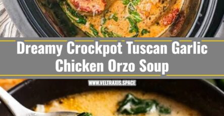 Cozy Creamy Crockpot Tuscan Garlic Chicken Orzo Soup