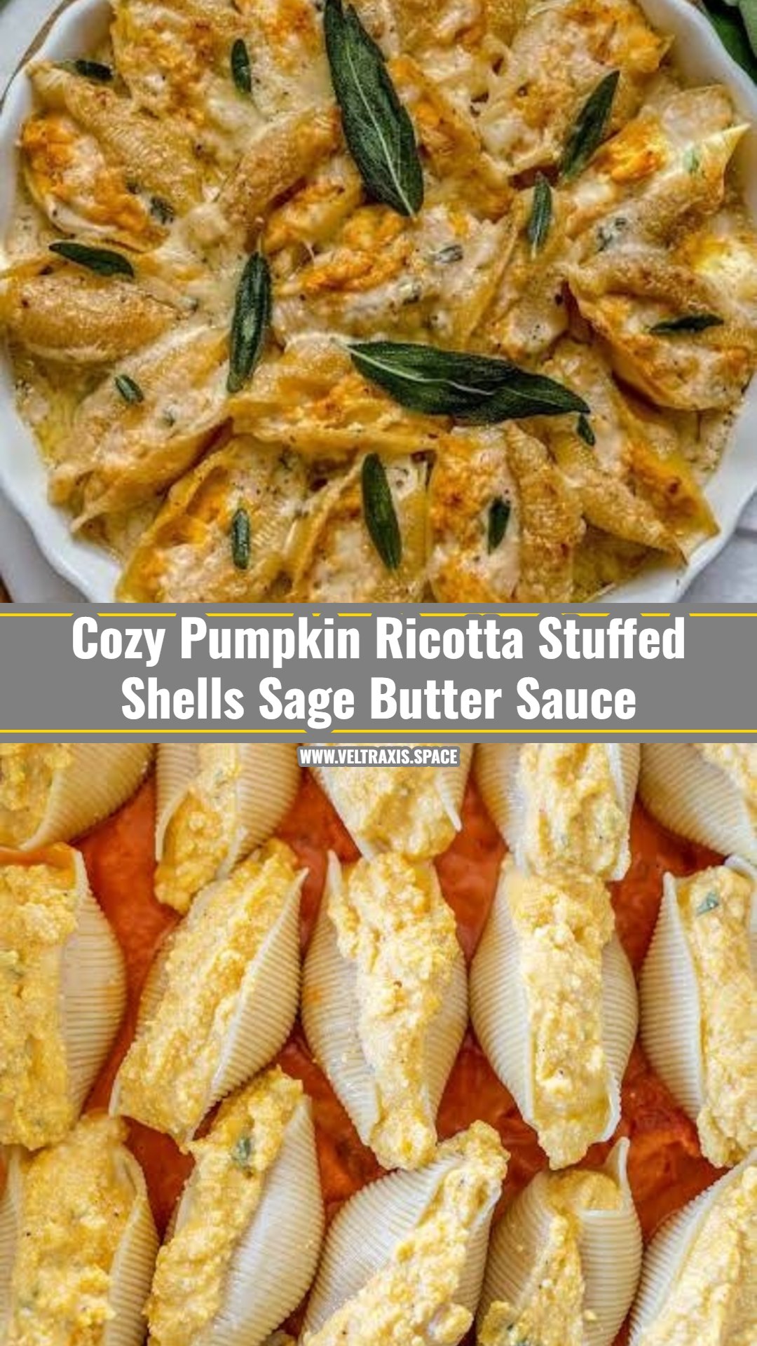 Creamy Pumpkin Ricotta Stuffed Shells Sage Butter Sauce