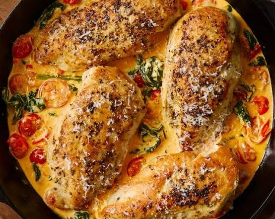 Easy Creamy Tuscan Garlic Chicken Skillet suggested serving