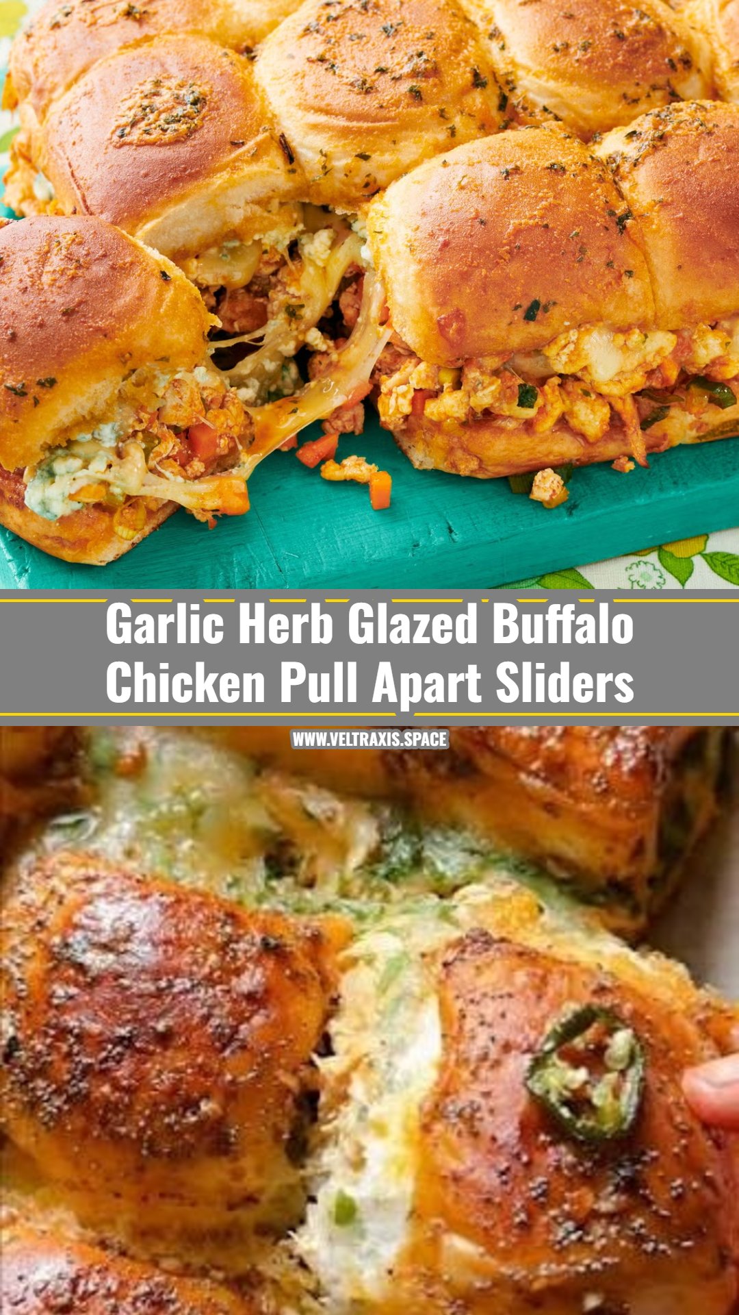 Easy Garlic Butter Buffalo Chicken Pull Apart Sliders
