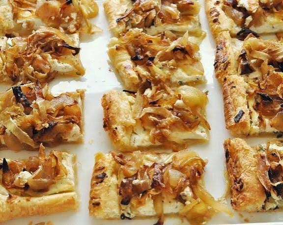 Easy Honey Glazed Goat Cheese Tarts With Edible Pansies top view