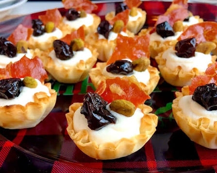Easy Honey Glazed Goat Cheese Tarts With Edible Pansies suggested serving