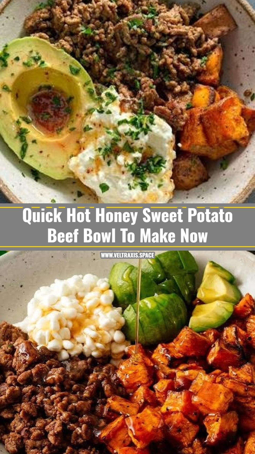 Easy Hot Honey Sweet Potato Beef Bowl Dinner