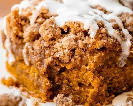 Easy Pumpkin Coffee Cake with Maple Pecan Streusel suggested serving