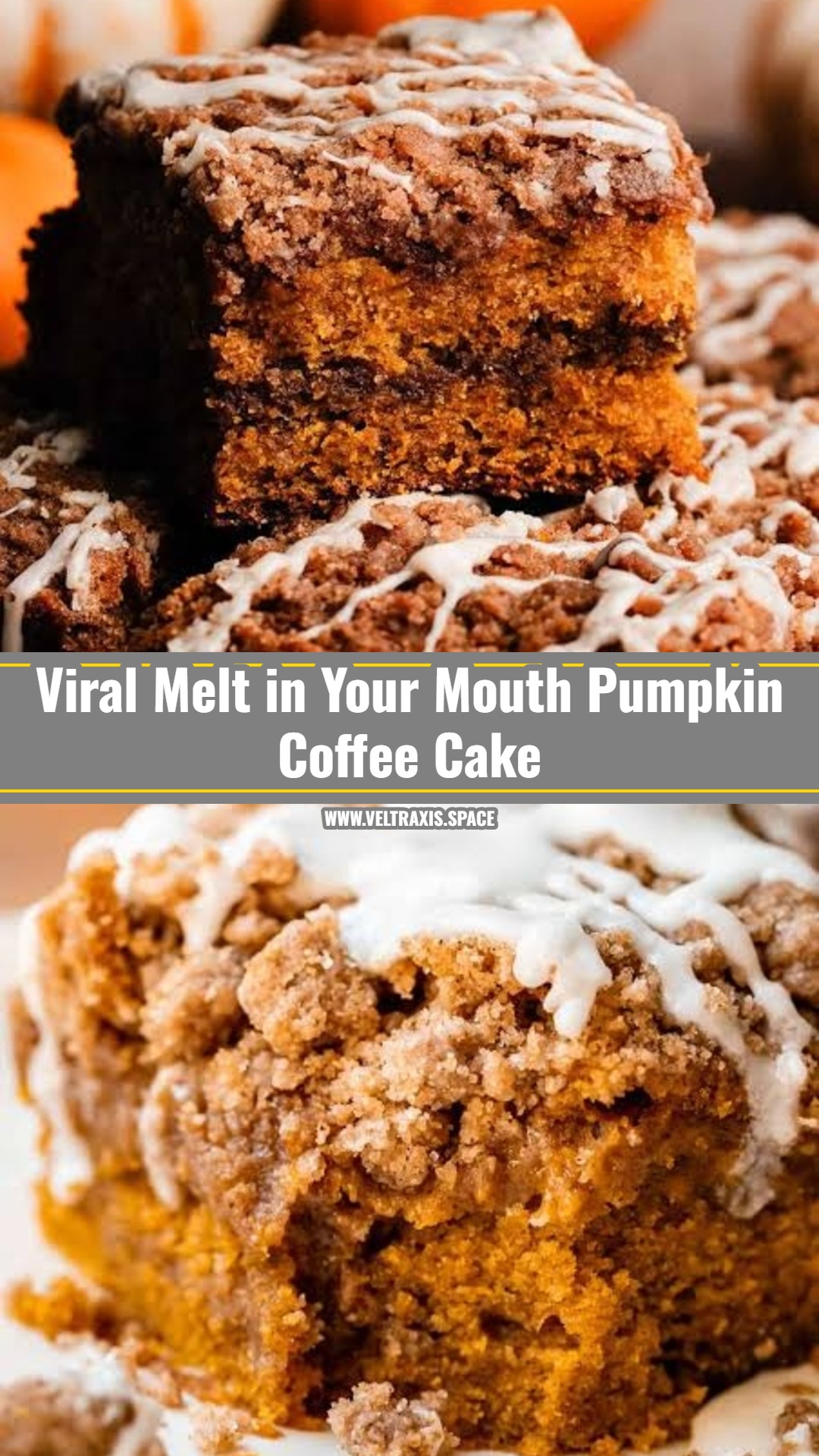 Easy Pumpkin Coffee Cake with Maple Pecan Streusel