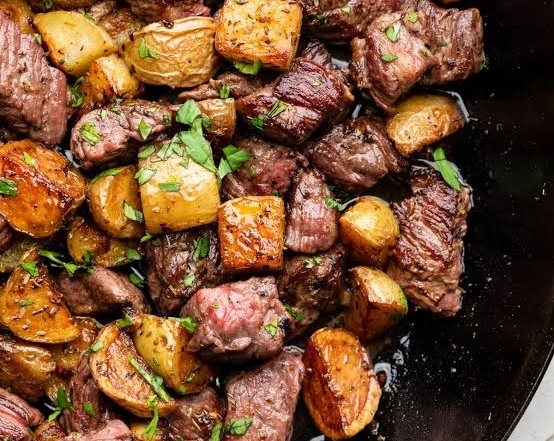 Garlic Butter Steak Bites That Melt In Your Mouth top view