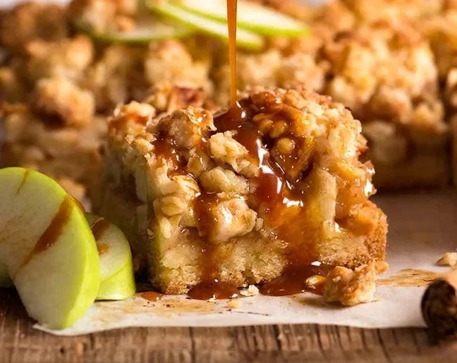 Salted Caramel Apple Cider Crumble Bars Are Magic suggested serving