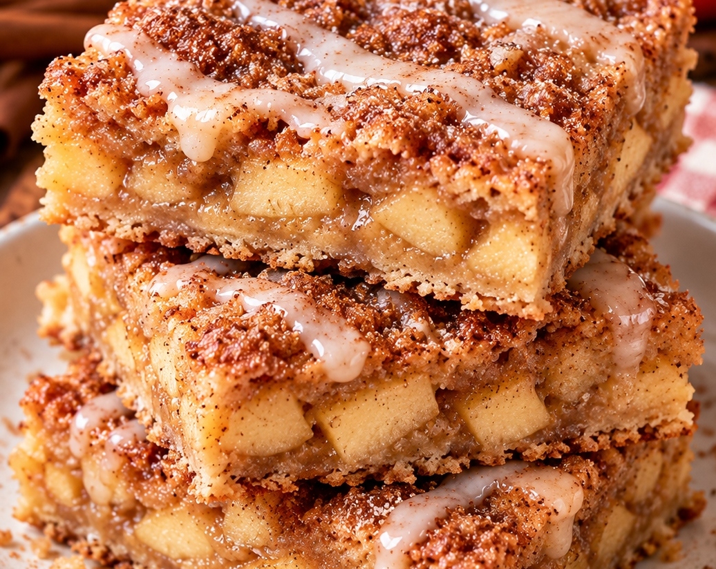 Soft and Chewy Apple Snickerdoodle Bars for Fall top view