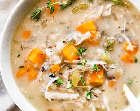 The Best Crockpot Chicken and Wild Rice Soup Recipe Ever top view