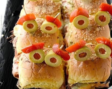 The Best Halloween Meatball Sliders Recipe Ever top view