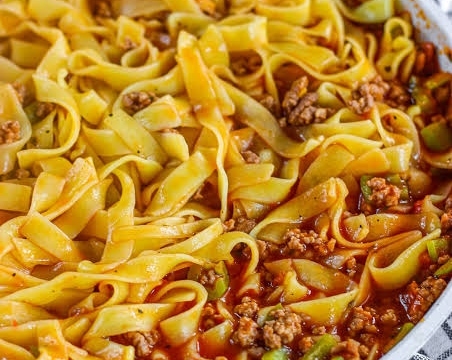 The Best Italian Drunken Noodles Recipe top view