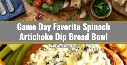 Ultimate Game Day Spinach Artichoke Dip Bread Bowl