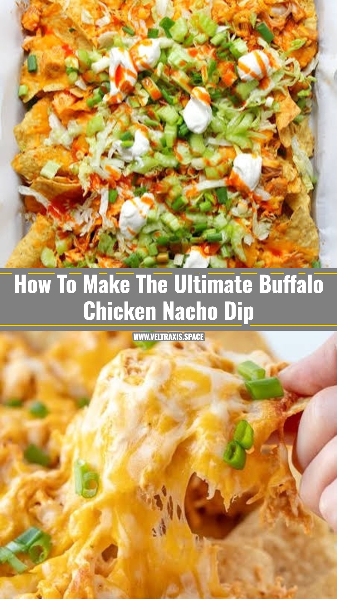 Ultimate Loaded Sheet Pan Buffalo Chicken Nacho Dip