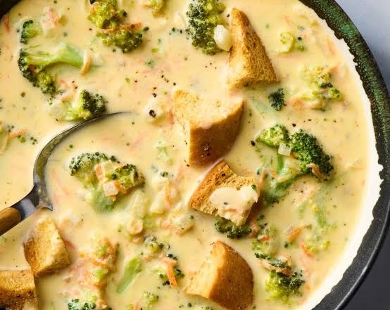 Viral 20 Minute Creamy Broccoli Cheddar Soup Secret top view