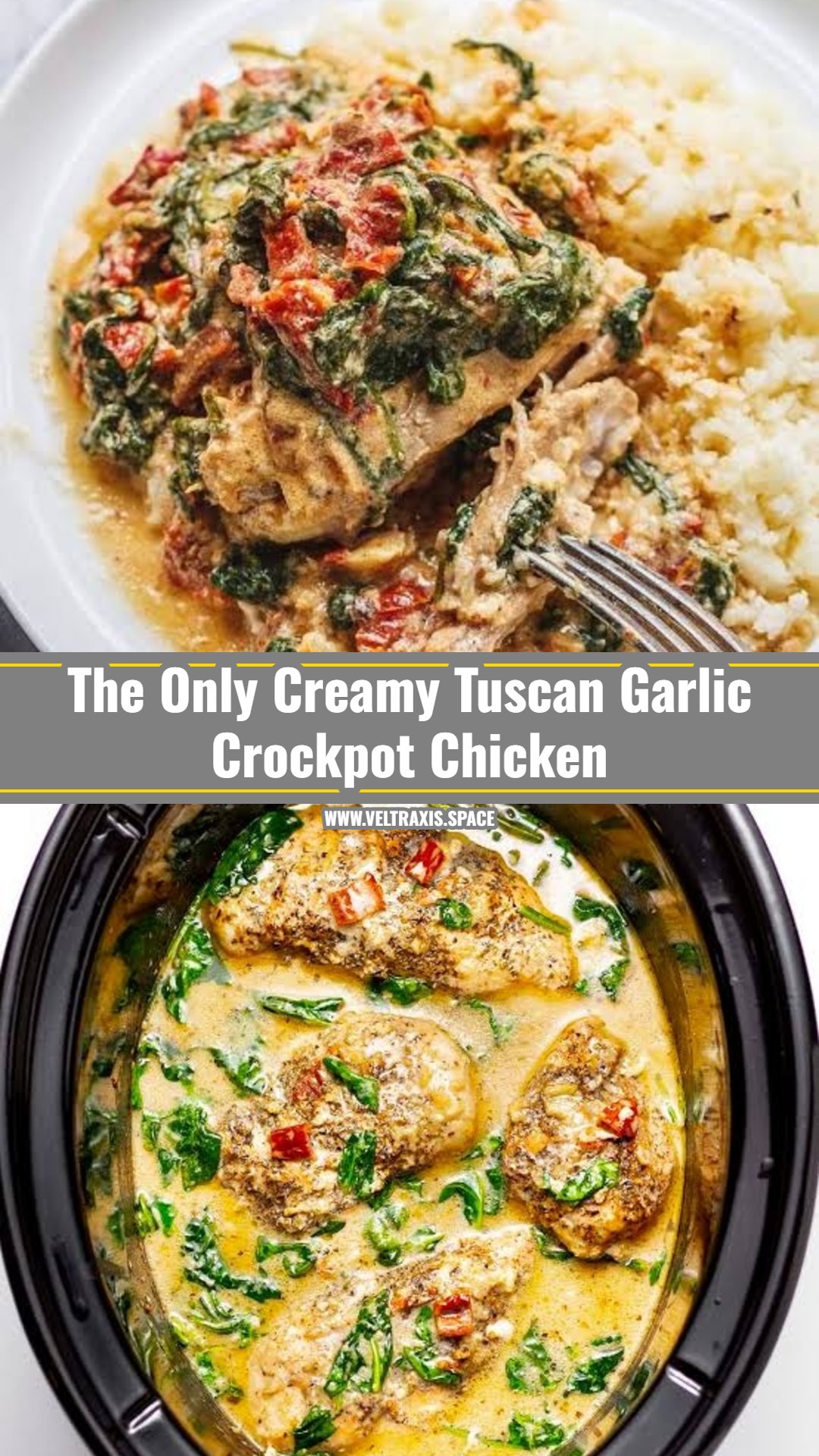 Viral Creamy Tuscan Garlic Crockpot Chicken