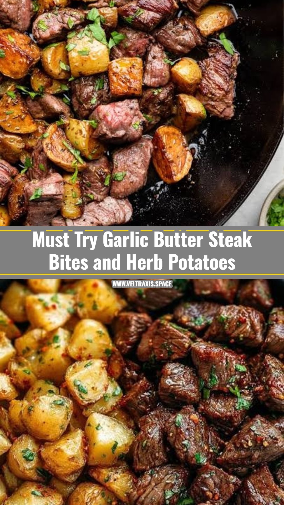 Viral Garlic Butter Steak Bites and Crispy Potatoes